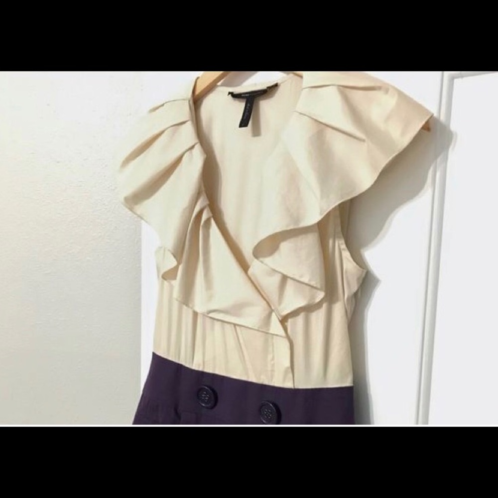 BCBG cream and purple chic dress